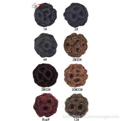 Hot sell white hair chignon 18 colors nine flower shape Synthetic Chignon  hair clip bun synthetic hair pieces